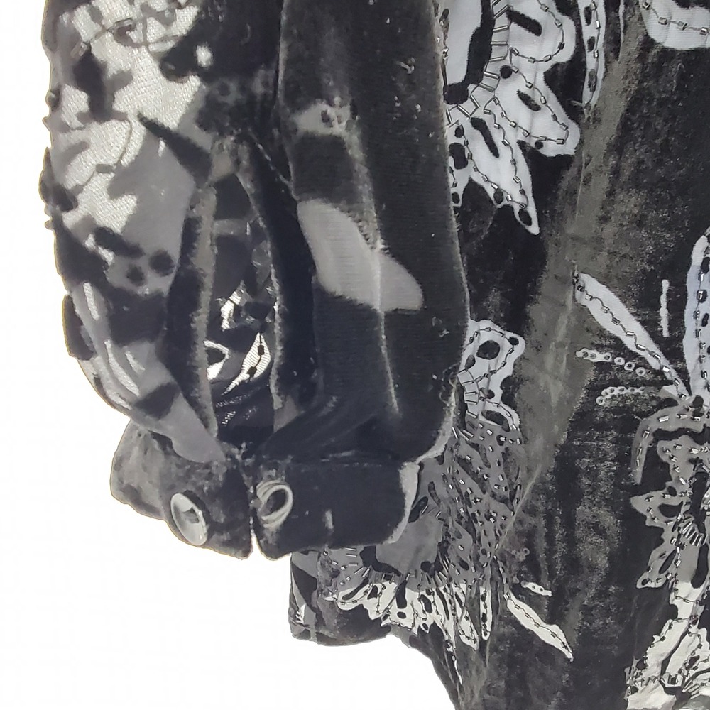 Vintage Cache Dress 8 Black Velvet Burnout Beaded Silk Whimsigoth Y2K Gothic - Picture 10 of 14